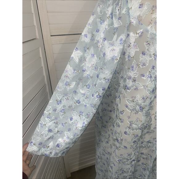 VTG Handmade Sheer Maxi Robe Duster Dressing Gown Satin Trim Sexy Romantic Fairy - Picture 2 of 8